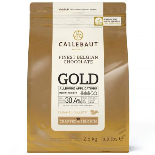 Белый шоколад Callebaut Gold со вкусом карамели (30,4%), 2,5 кг